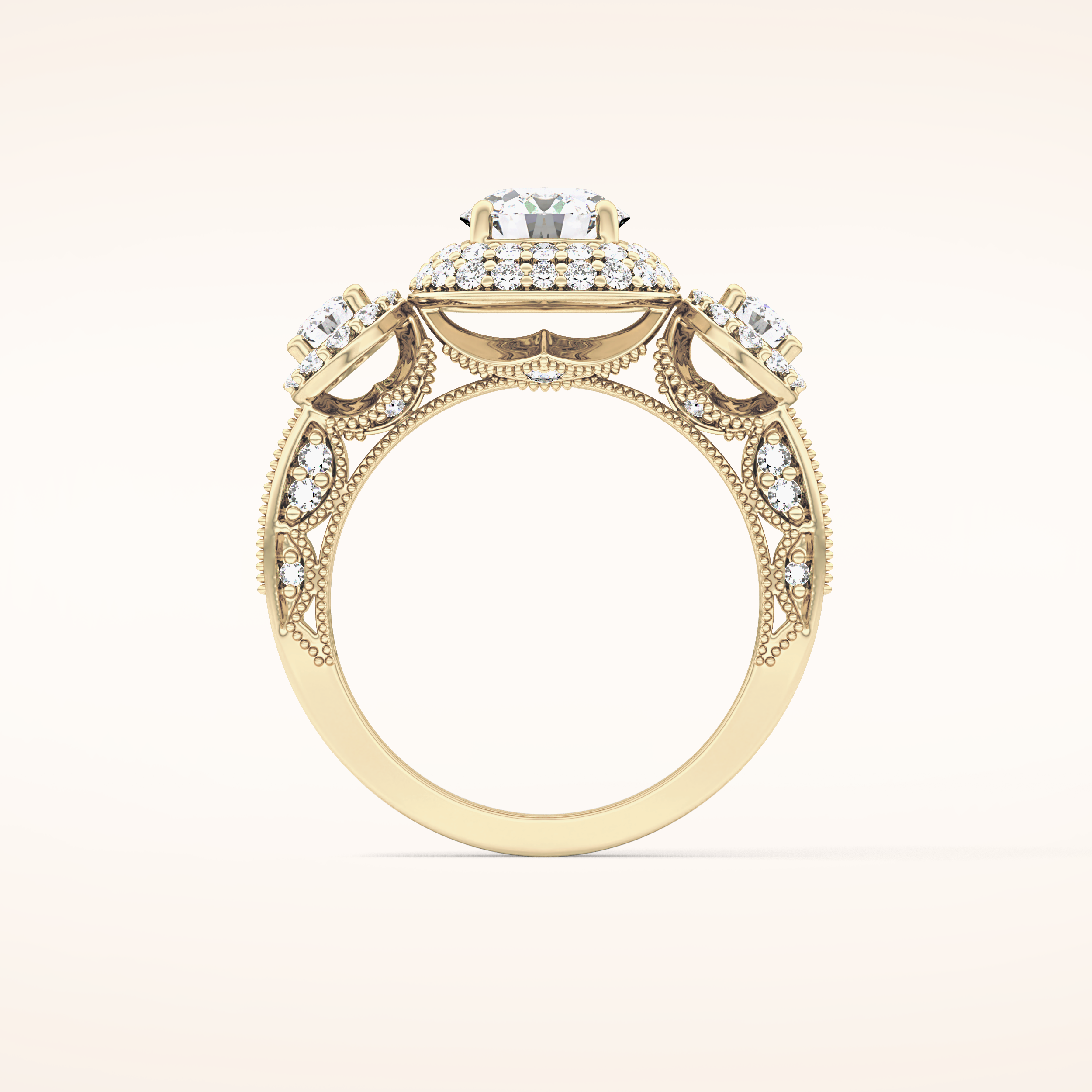 0.84 CT Round Shaped Cluster Moissanite Engagement Ring
