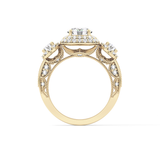 Round Cut Cluster Lab Grown Diamond Engagement Ring