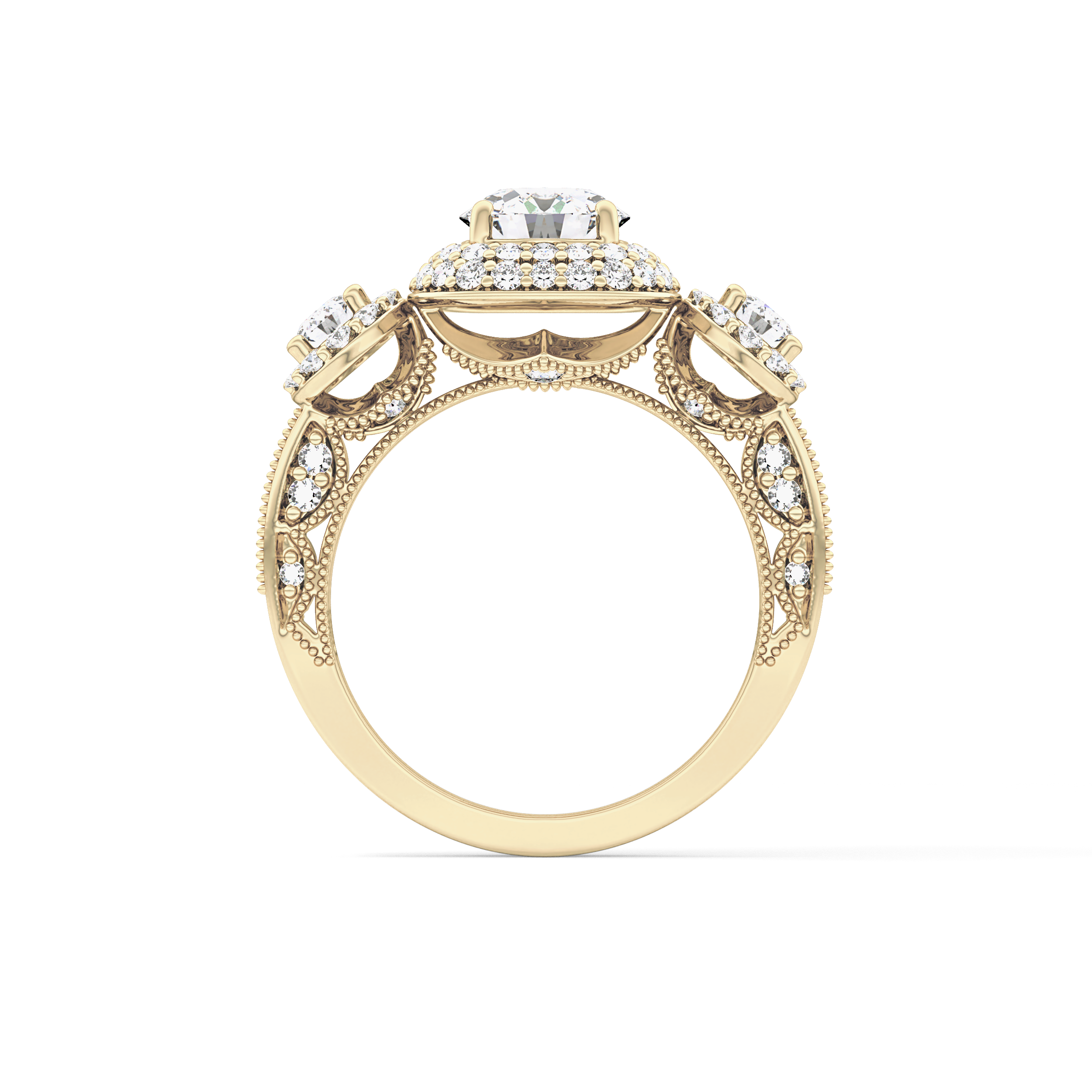 Round Cut Cluster Lab Grown Diamond Engagement Ring