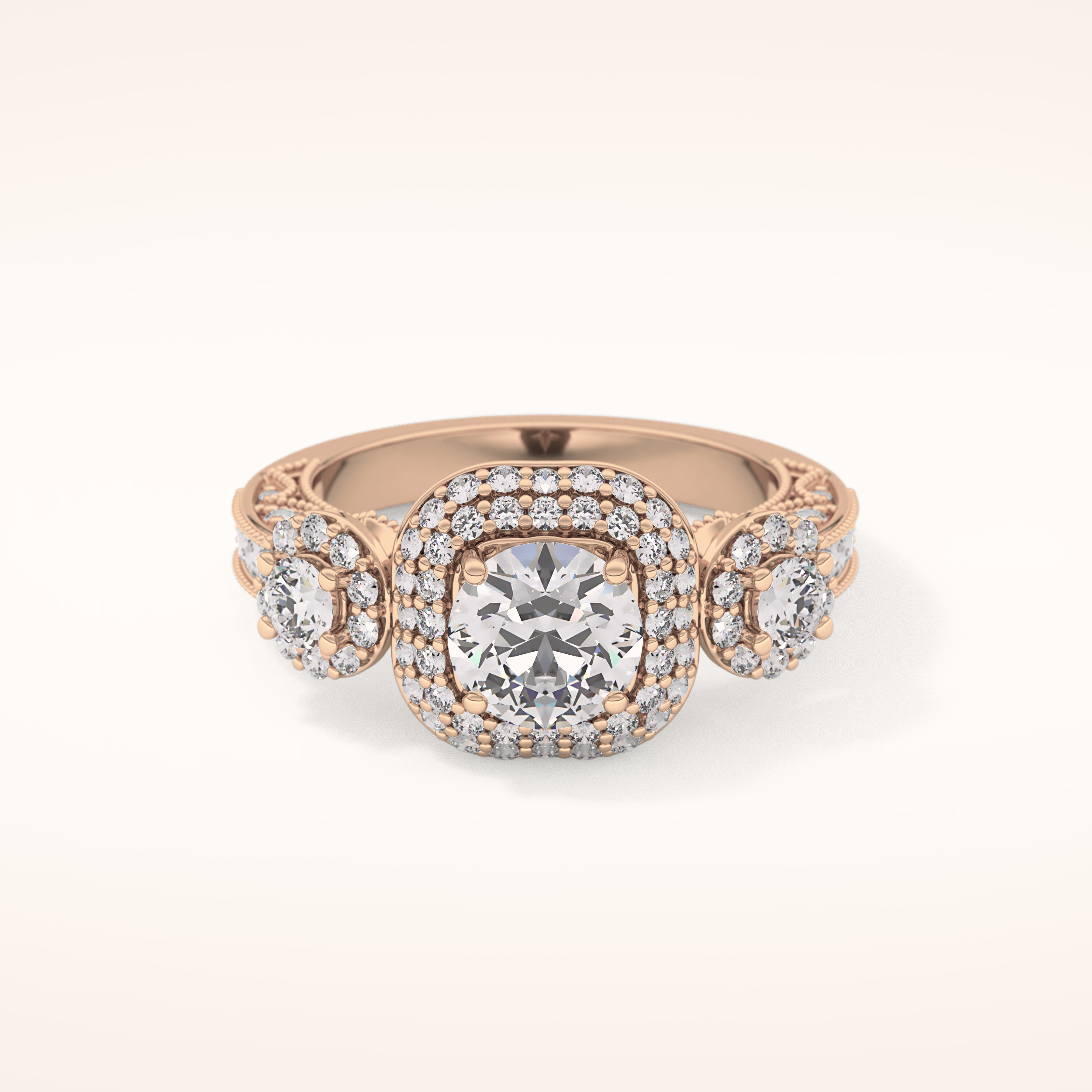 0.84 CT Round Shaped Cluster Moissanite Engagement Ring
