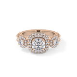 Round Cut Cluster Lab Grown Diamond Engagement Ring