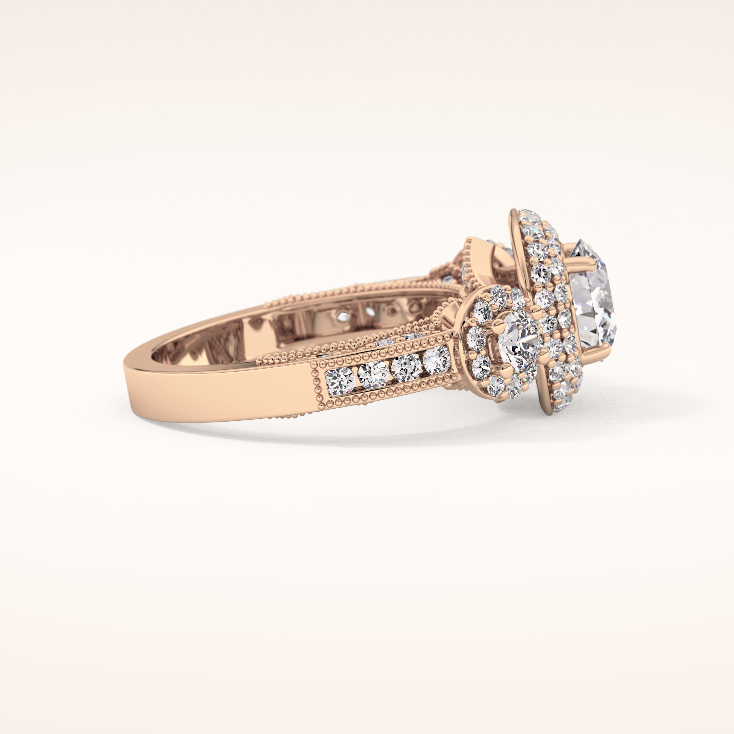 0.84 CT Round Shaped Cluster Moissanite Engagement Ring