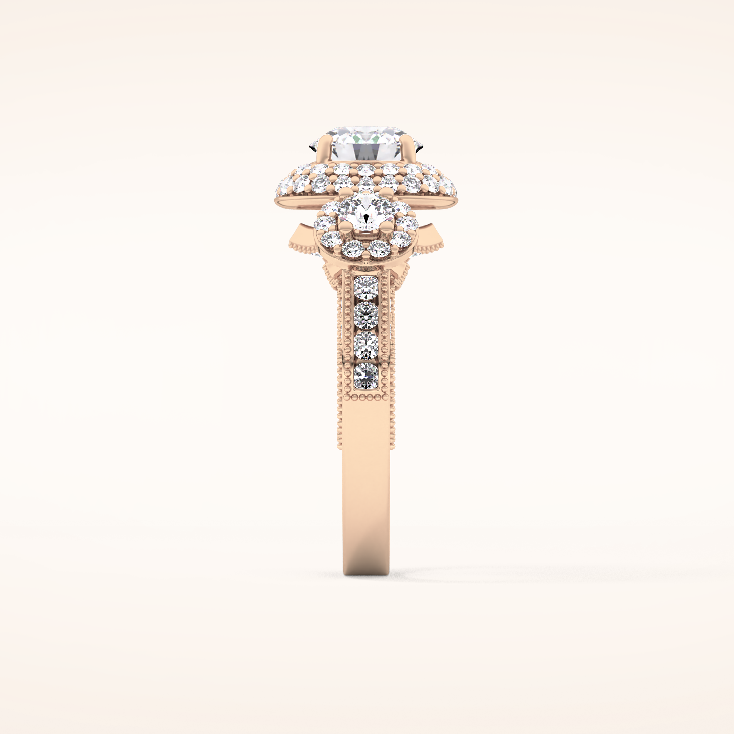 0.84 CT Round Shaped Cluster Moissanite Engagement Ring