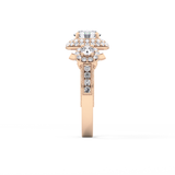 Round Cut Cluster Lab Grown Diamond Engagement Ring