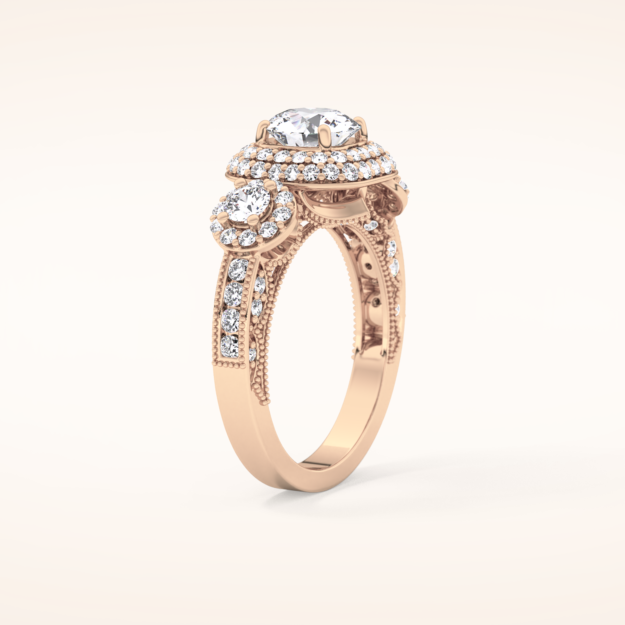 0.84 CT Round Shaped Cluster Moissanite Engagement Ring