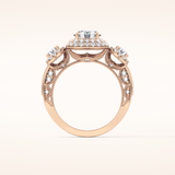 0.84 CT Round Shaped Cluster Moissanite Engagement Ring