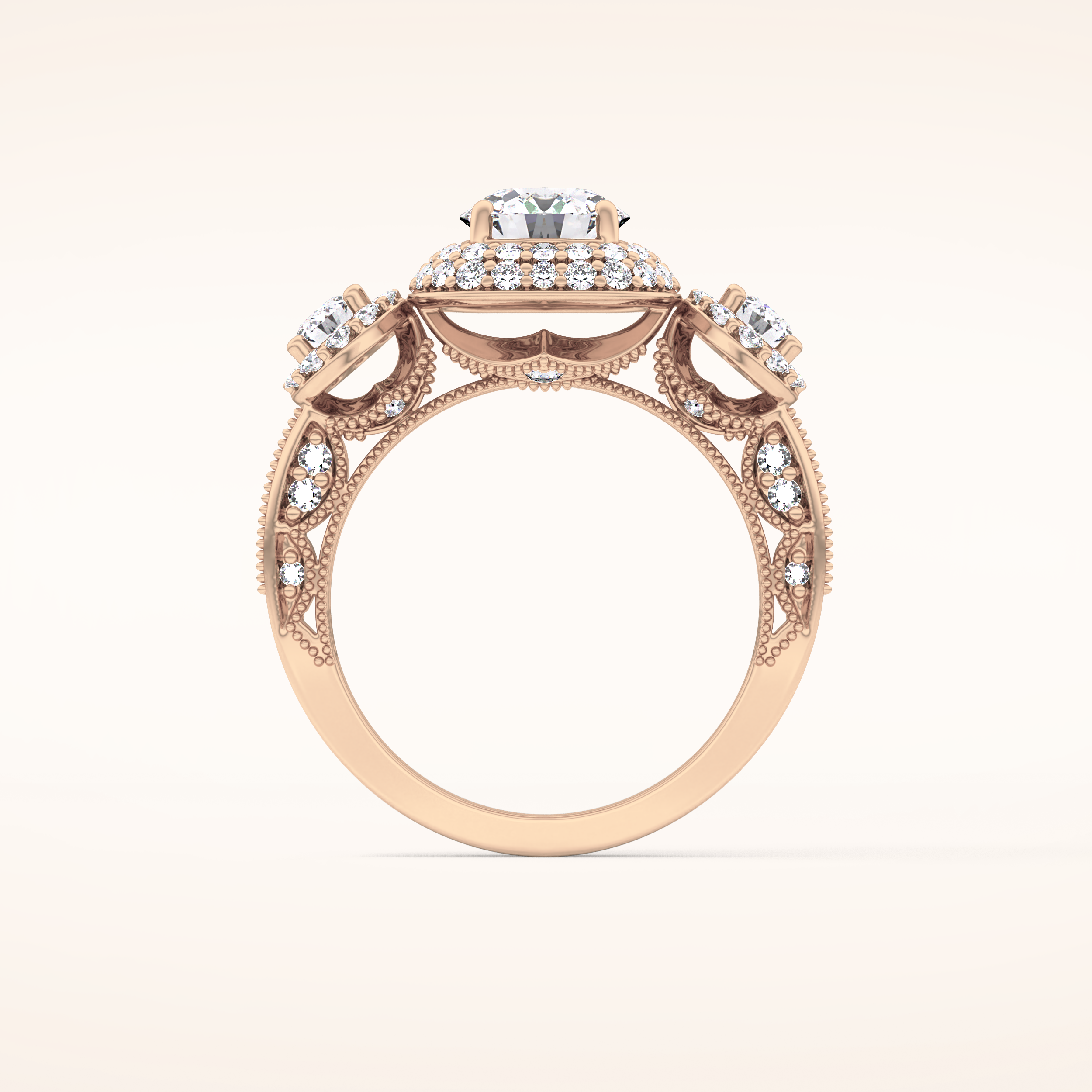 0.84 CT Round Shaped Cluster Moissanite Engagement Ring