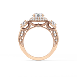 Round Cut Cluster Lab Grown Diamond Engagement Ring