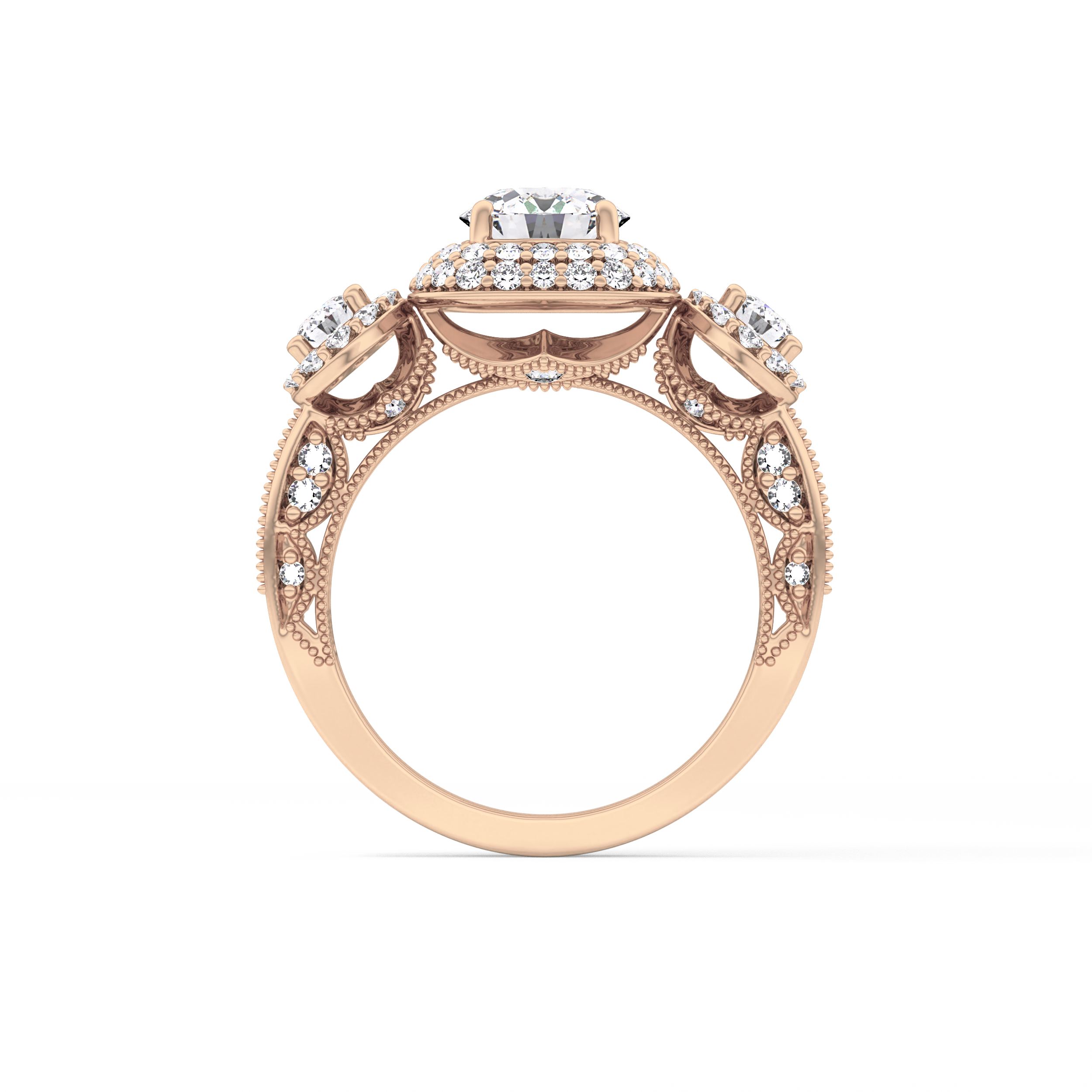 Round Cut Cluster Lab Grown Diamond Engagement Ring