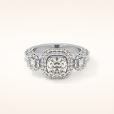 0.84 CT Round Shaped Cluster Moissanite Engagement Ring