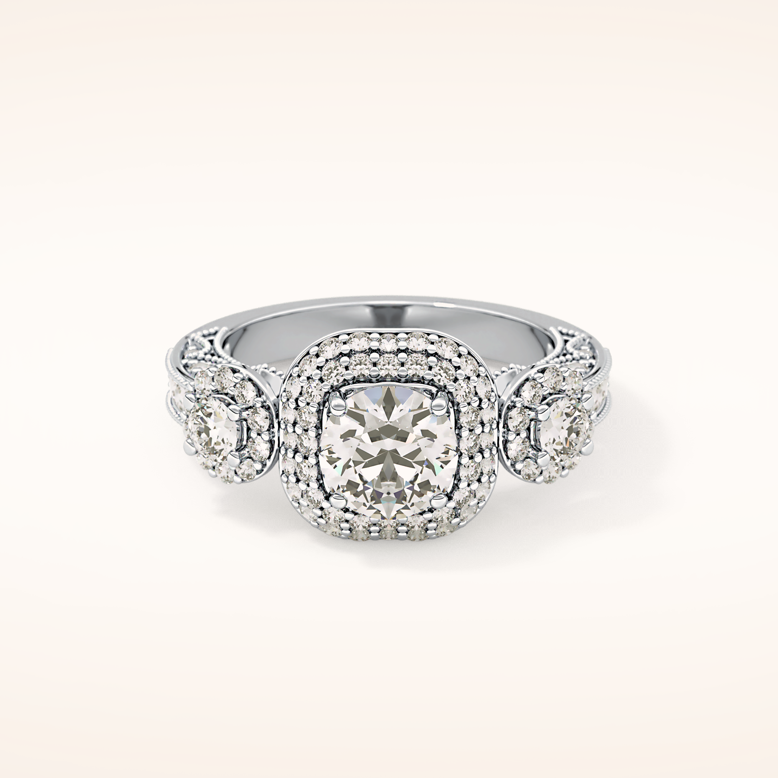 0.84 CT Round Shaped Cluster Moissanite Engagement Ring