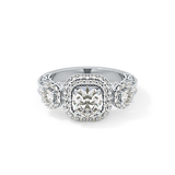 Round Cut Cluster Lab Grown Diamond Engagement Ring