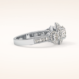 0.84 CT Round Shaped Cluster Moissanite Engagement Ring