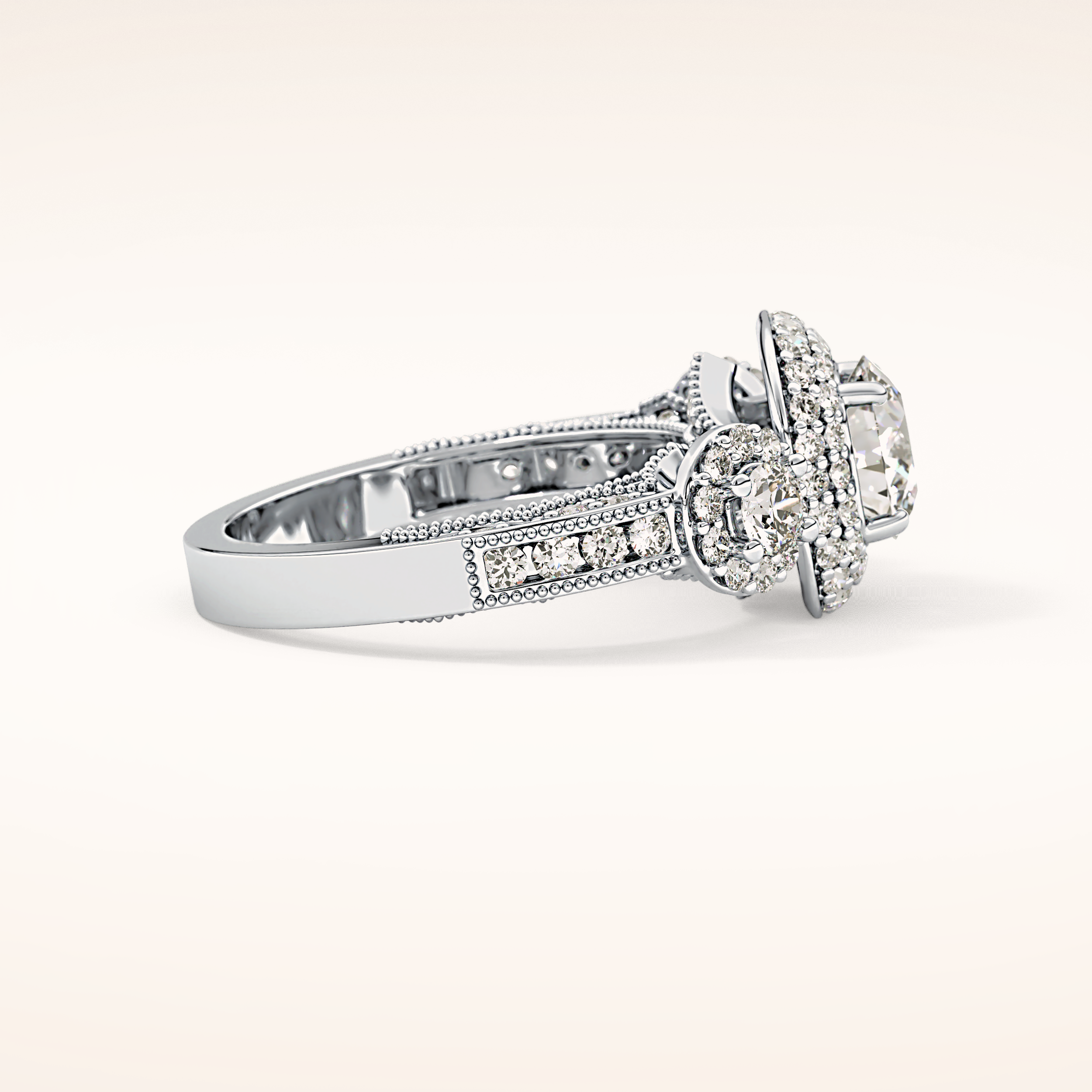0.84 CT Round Shaped Cluster Moissanite Engagement Ring
