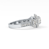 Round Cut Cluster Lab Grown Diamond Engagement Ring