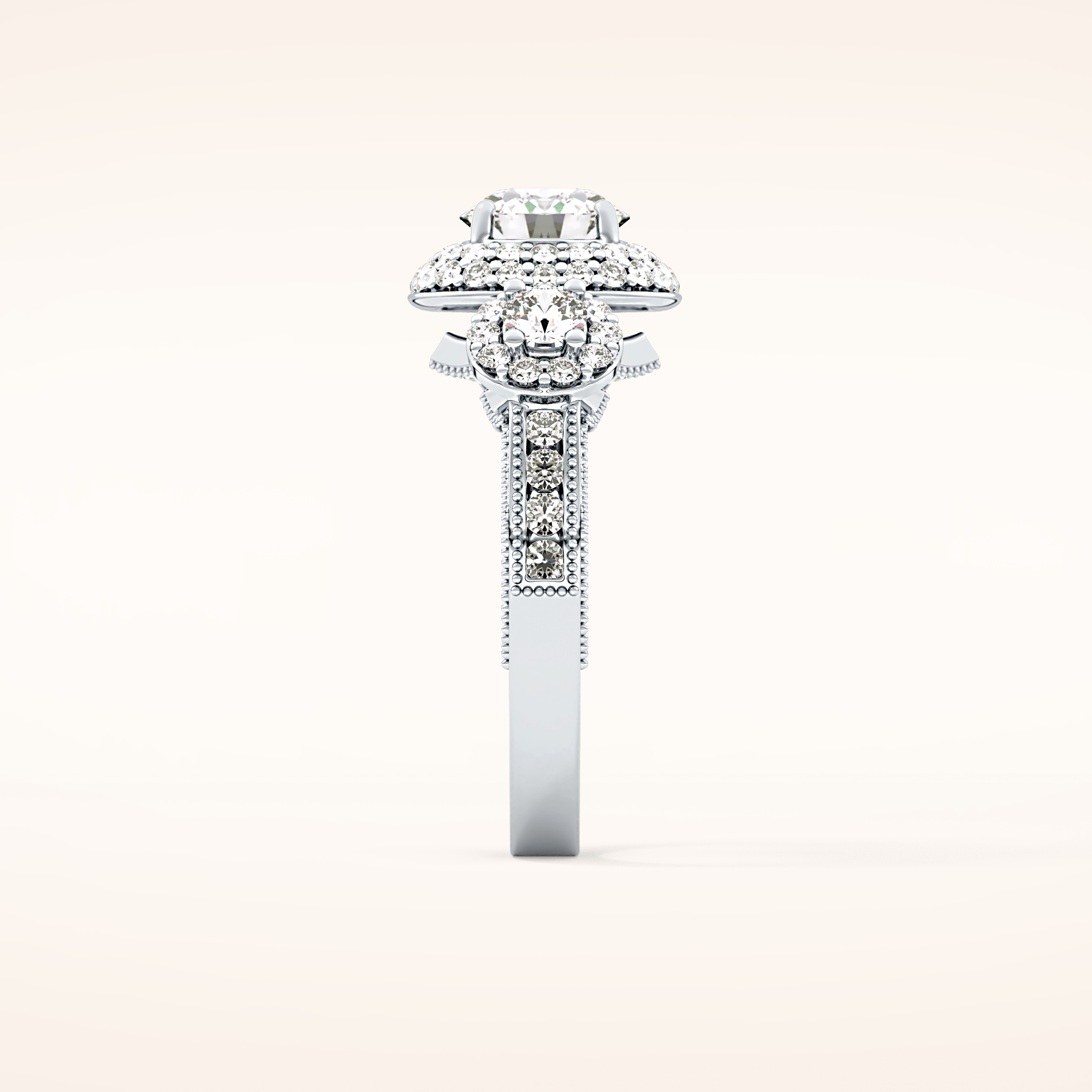 0.84 CT Round Shaped Cluster Moissanite Engagement Ring