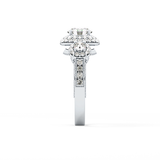 Round Cut Cluster Lab Grown Diamond Engagement Ring
