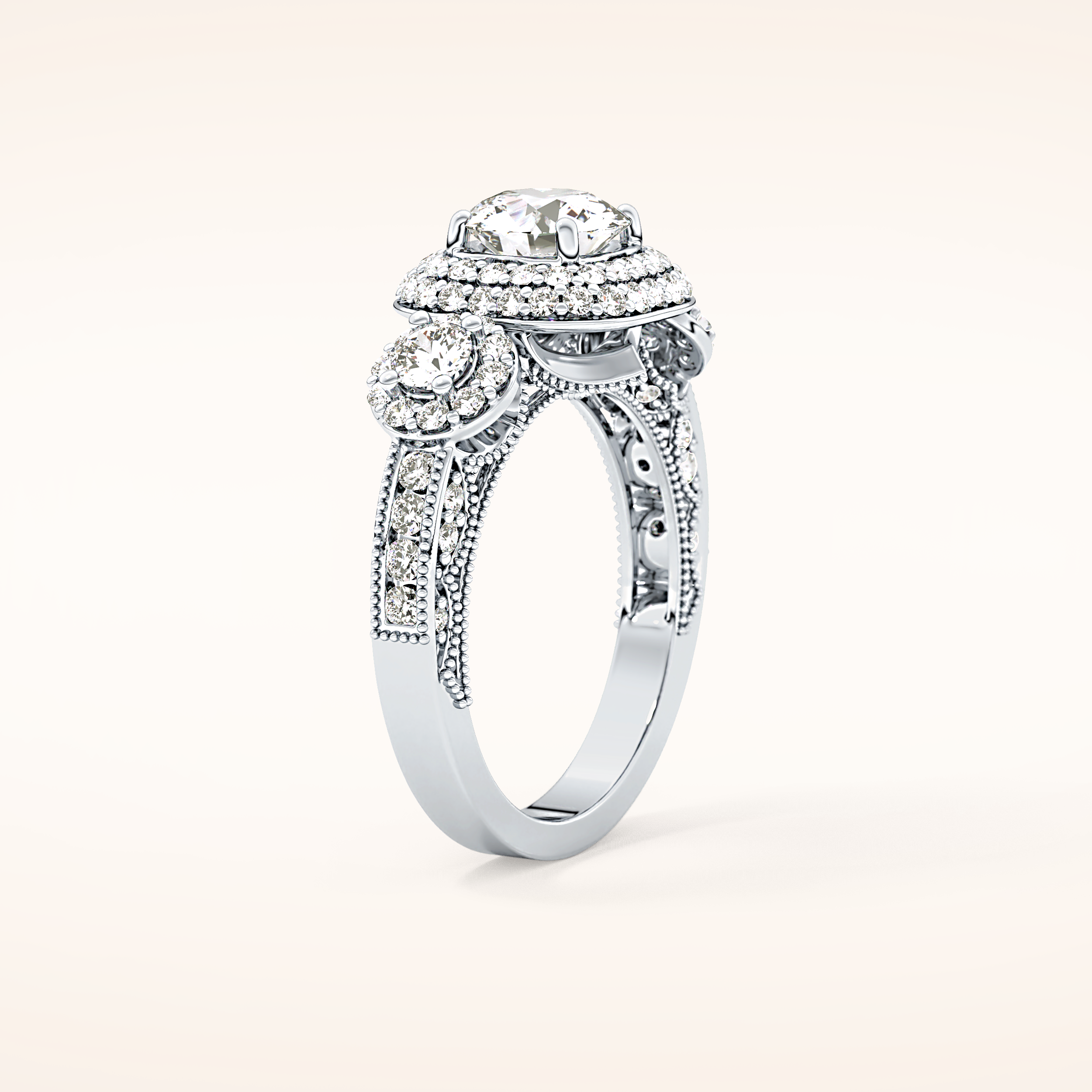0.84 CT Round Shaped Cluster Moissanite Engagement Ring