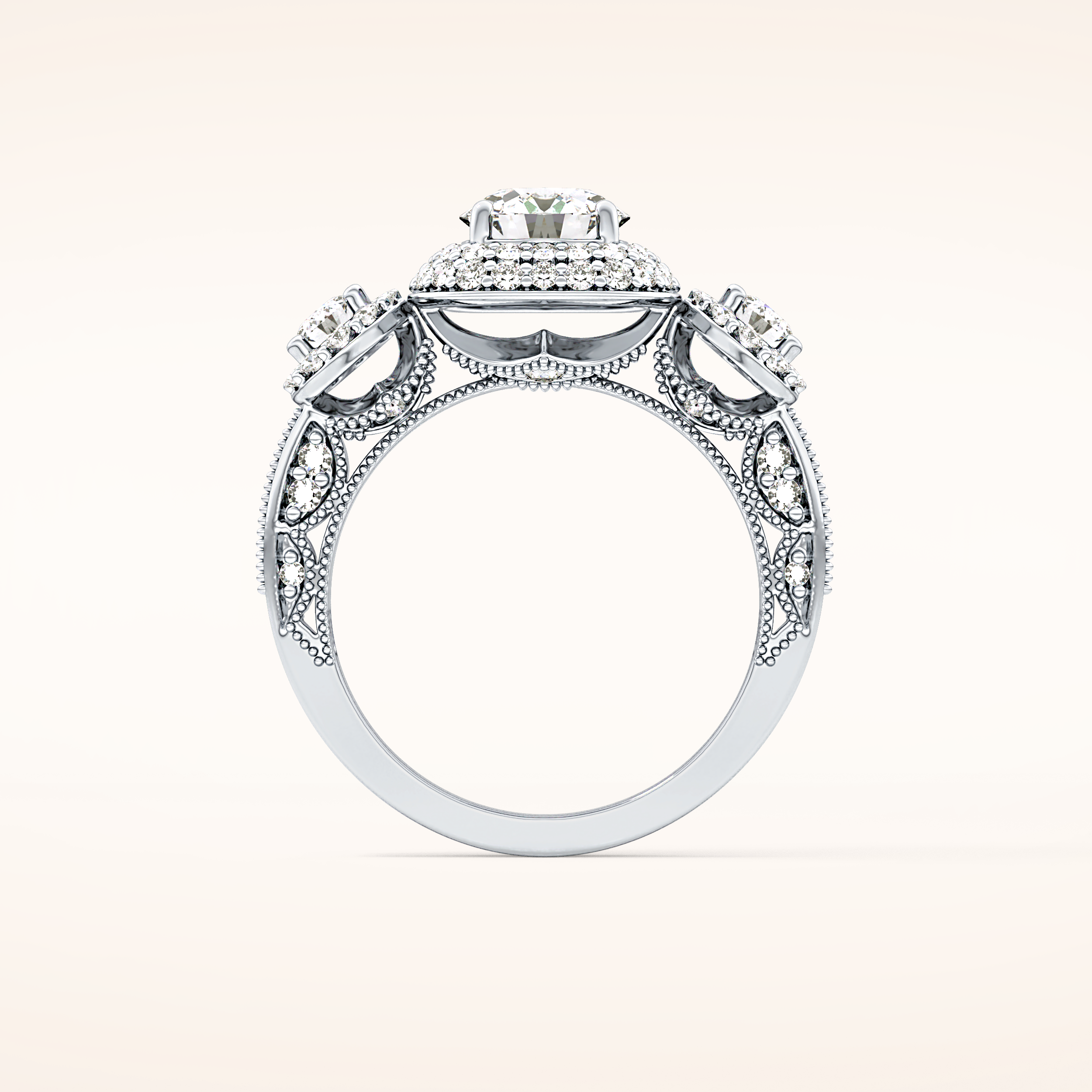 0.84 CT Round Shaped Cluster Moissanite Engagement Ring