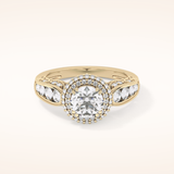 1.05 CT Round Shaped Double Halo & Pave Moissanite Engagement Ring