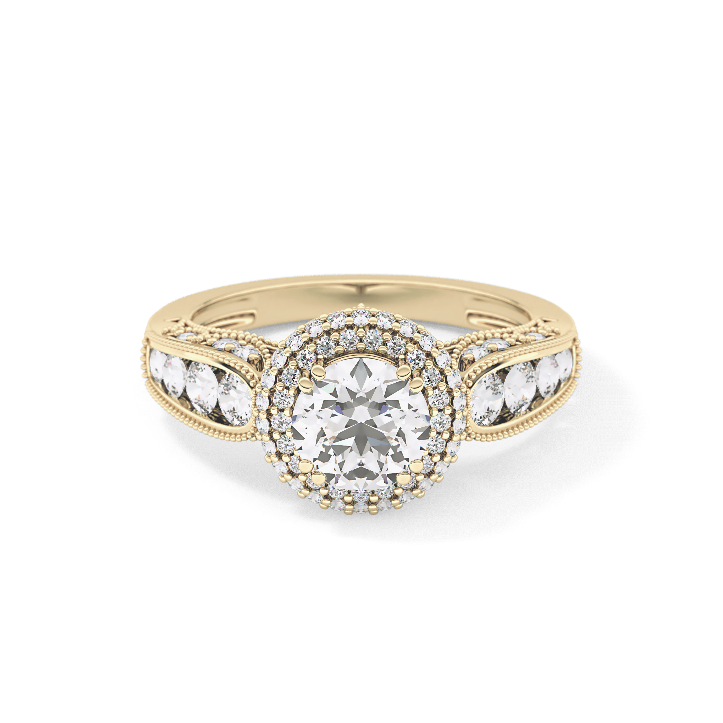Round Halo & Pave Lab Grown Diamond Engagement Ring