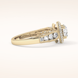 1.05 CT Round Shaped Double Halo & Pave Moissanite Engagement Ring