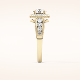 1.05 CT Round Shaped Double Halo & Pave Moissanite Engagement Ring