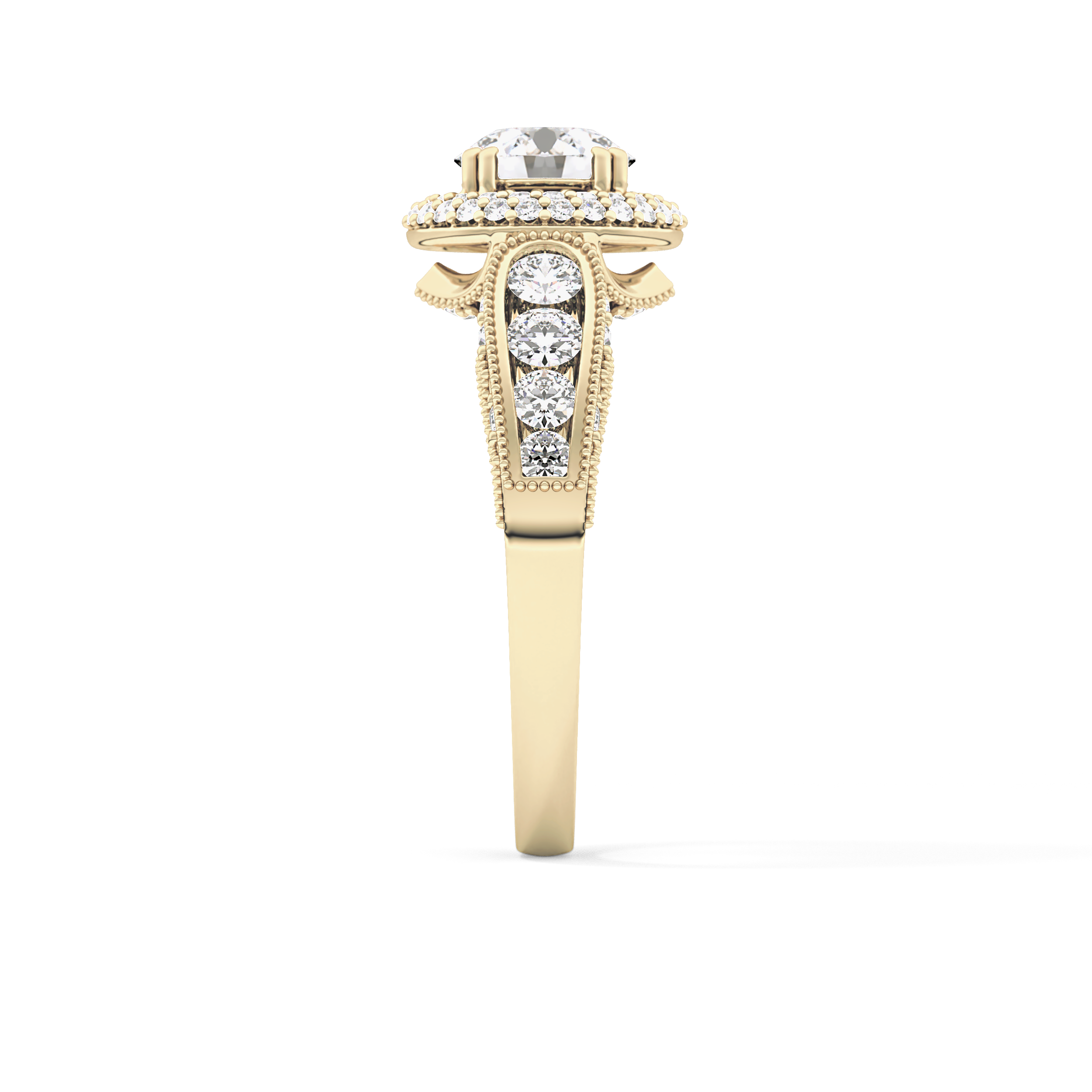Round Halo & Pave Lab Grown Diamond Engagement Ring