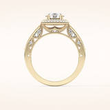 1.05 CT Round Shaped Double Halo & Pave Moissanite Engagement Ring