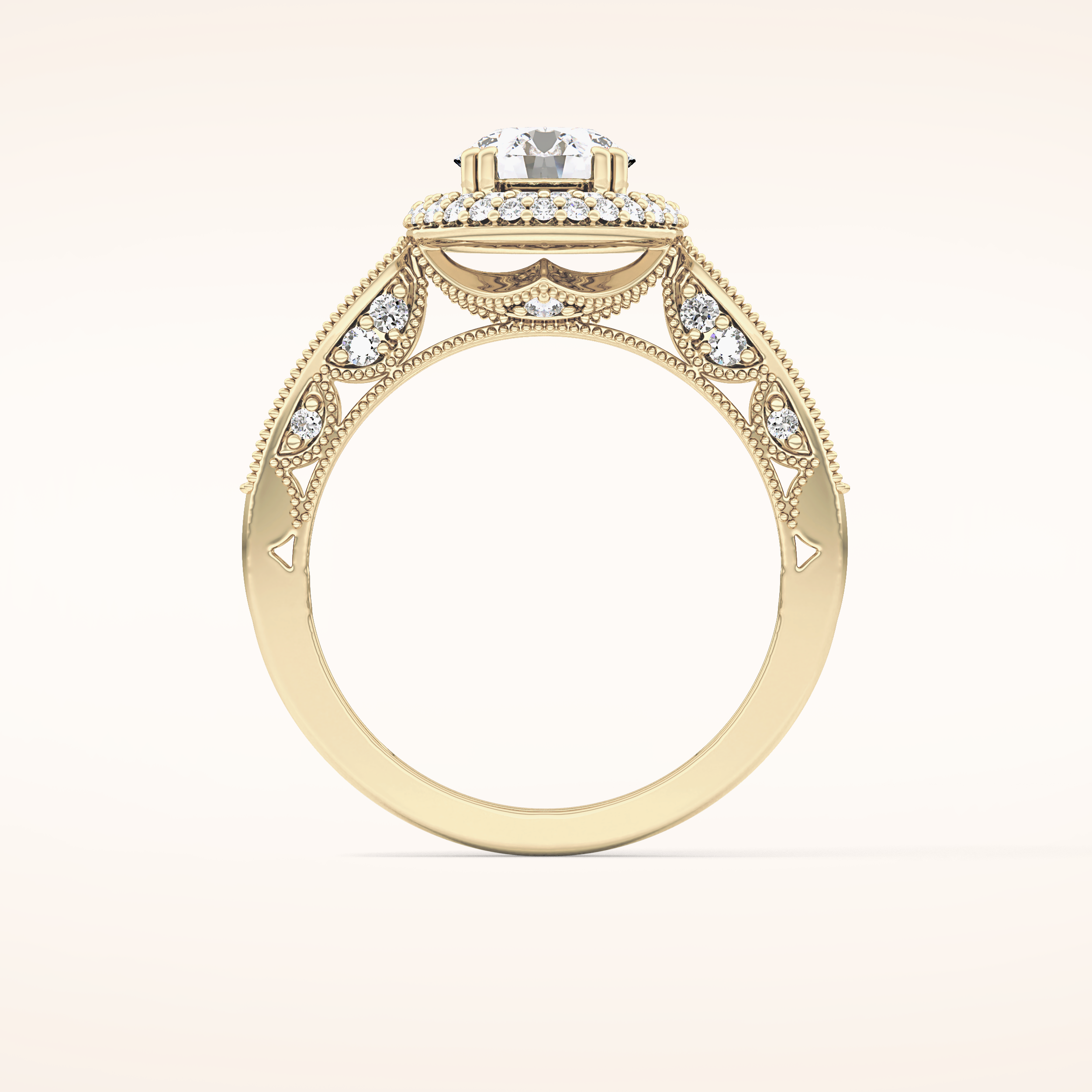 1.05 CT Round Shaped Double Halo & Pave Moissanite Engagement Ring