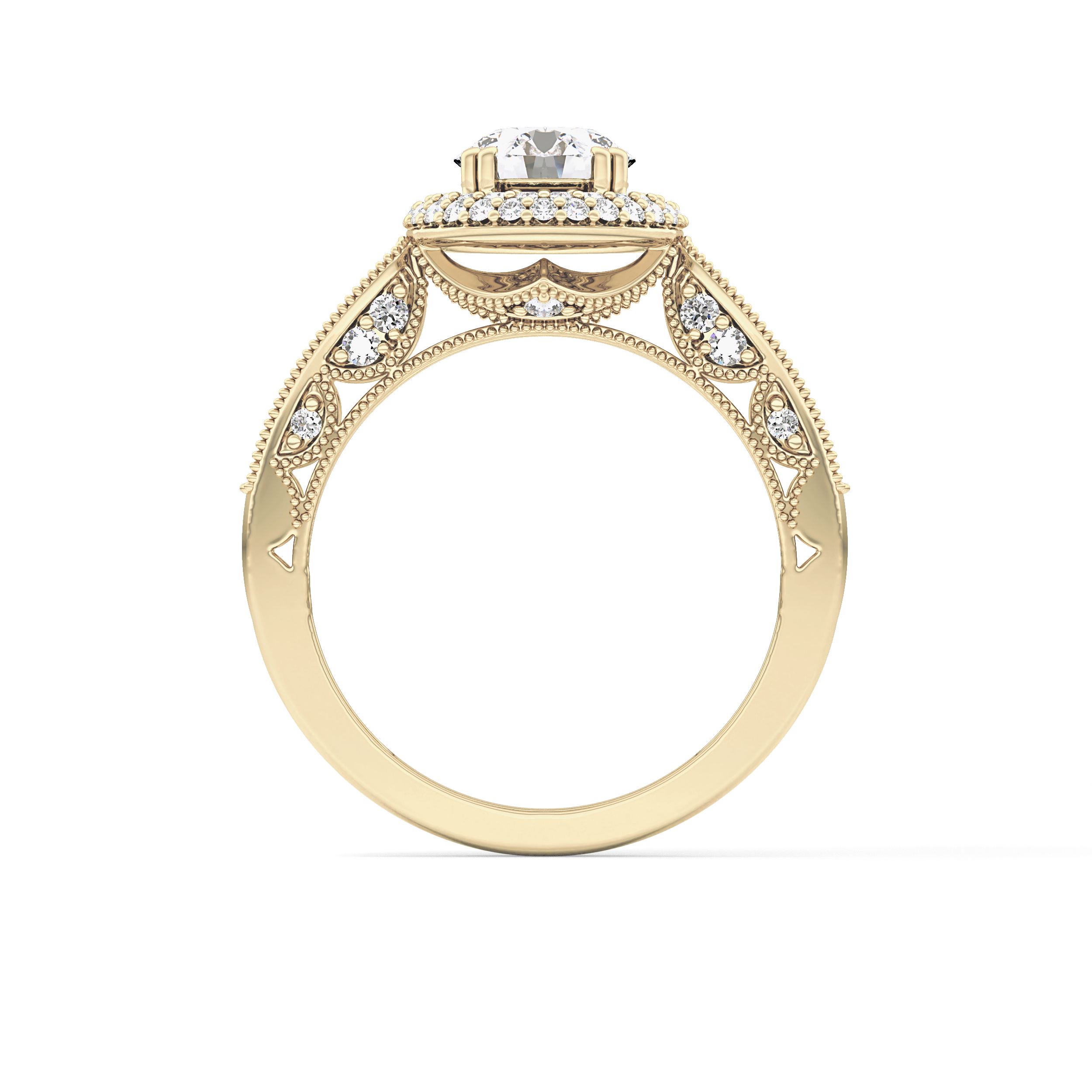Round Halo & Pave Lab Grown Diamond Engagement Ring