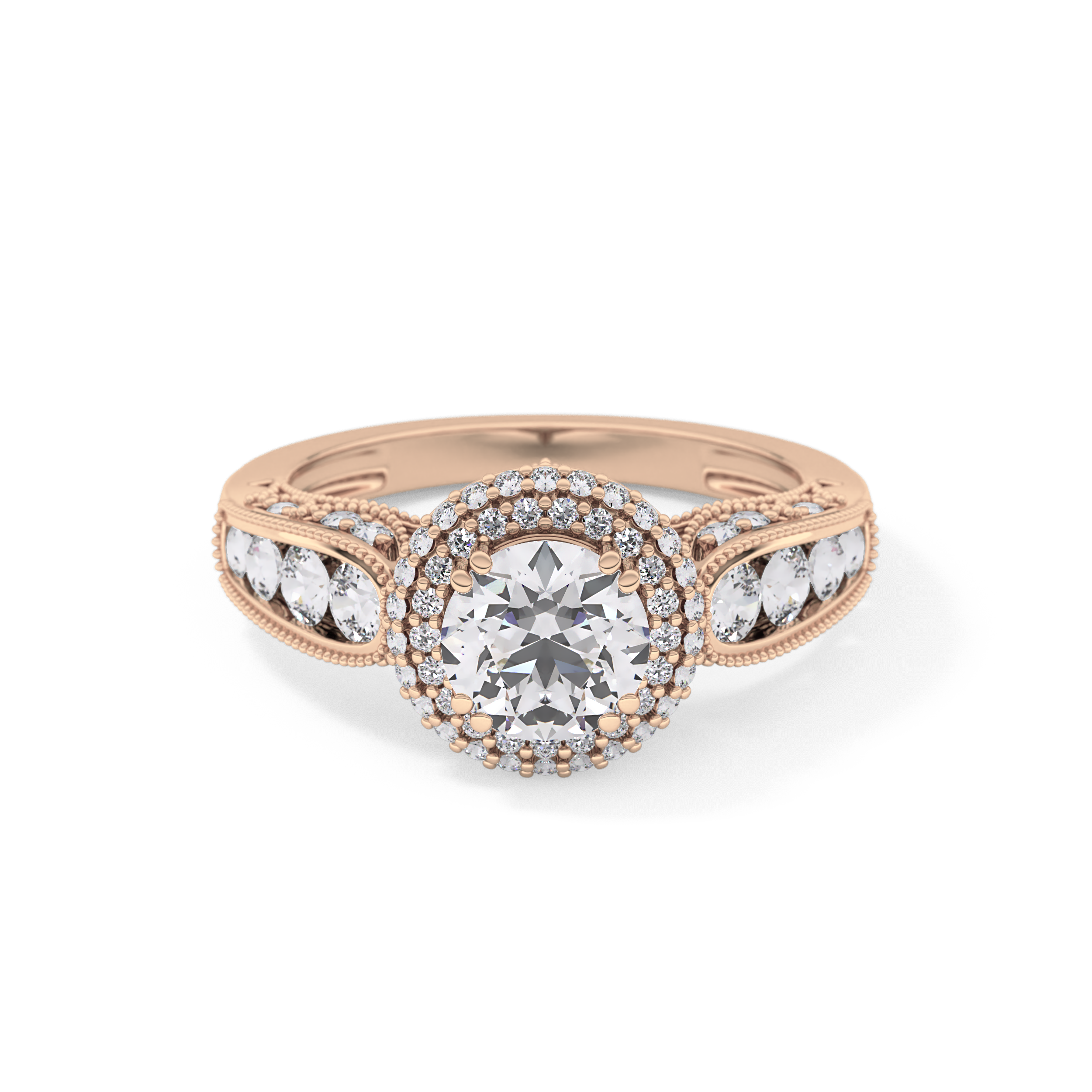 Round Halo & Pave Lab Grown Diamond Engagement Ring
