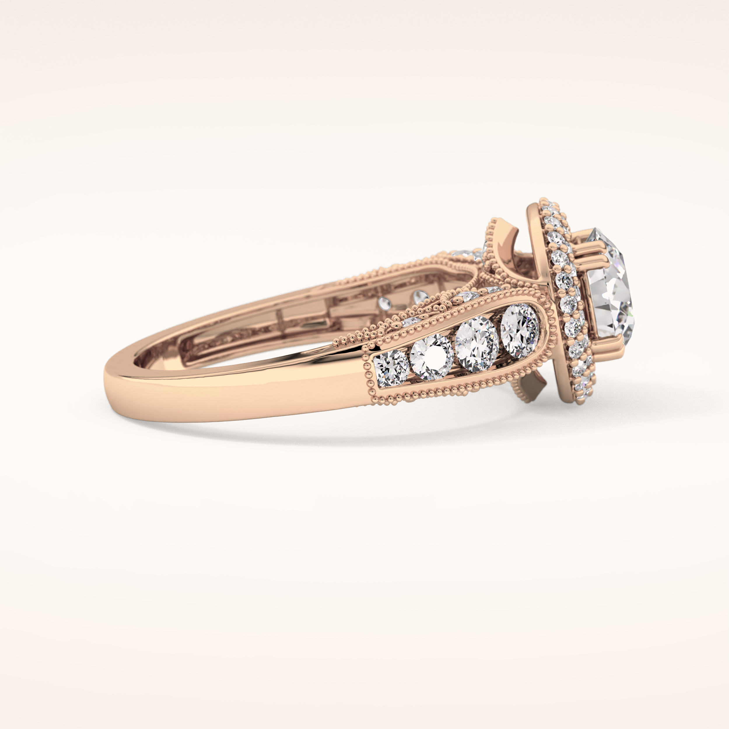 1.05 CT Round Shaped Double Halo & Pave Moissanite Engagement Ring