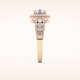 1.05 CT Round Shaped Double Halo & Pave Moissanite Engagement Ring