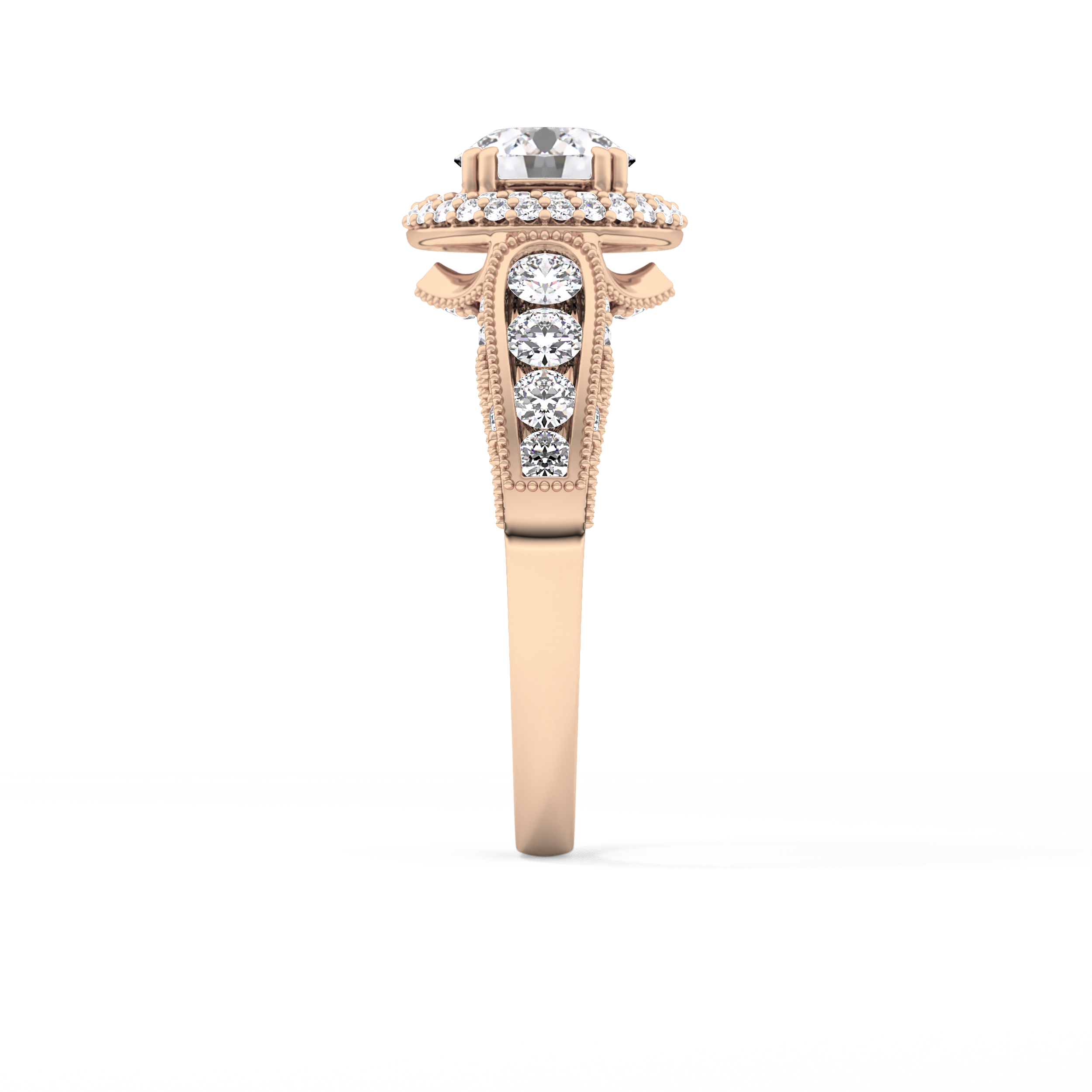 Round Halo & Pave Lab Grown Diamond Engagement Ring