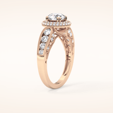 1.05 CT Round Shaped Double Halo & Pave Moissanite Engagement Ring
