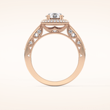 1.05 CT Round Shaped Double Halo & Pave Moissanite Engagement Ring