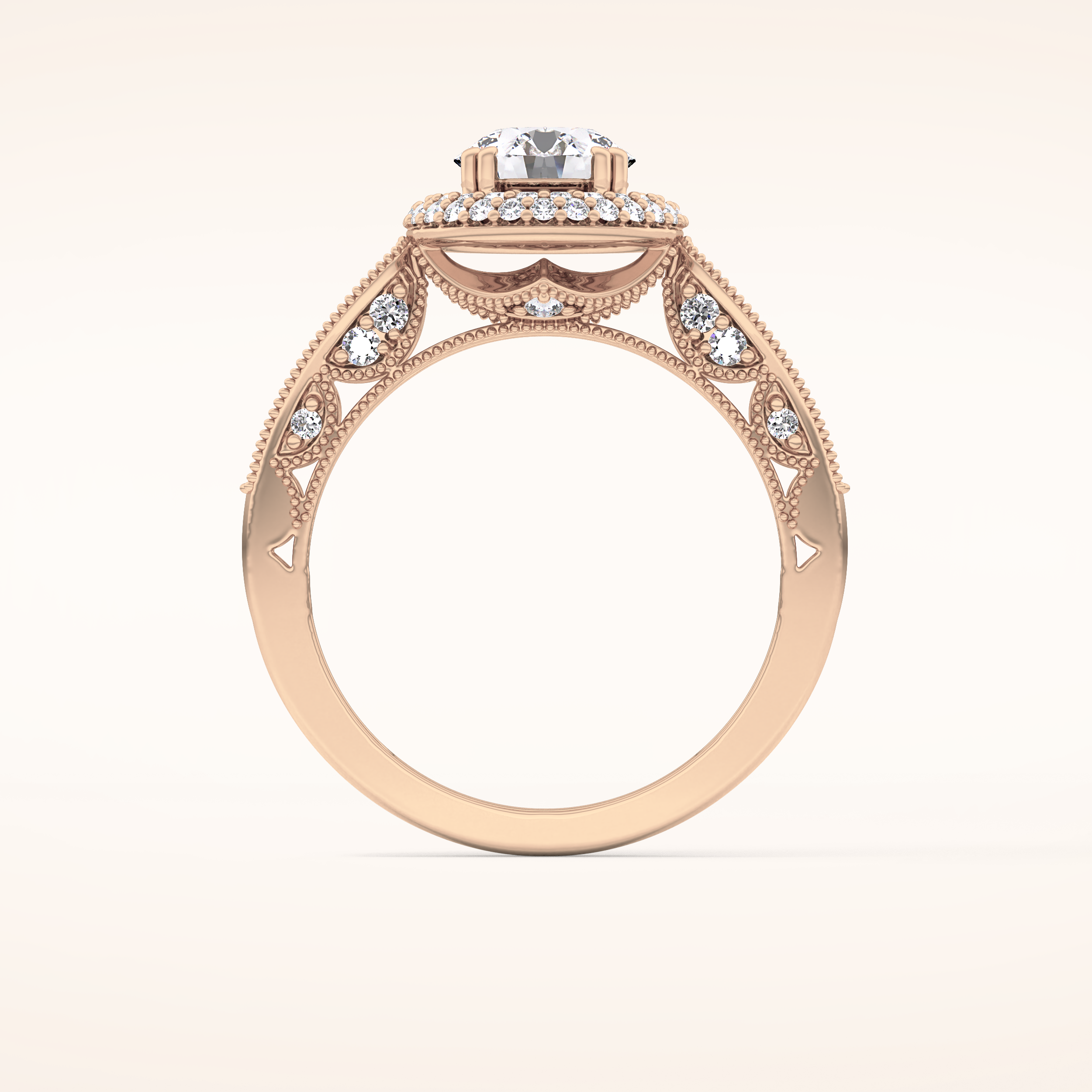 1.05 CT Round Shaped Double Halo & Pave Moissanite Engagement Ring