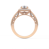 Round Halo & Pave Lab Grown Diamond Engagement Ring