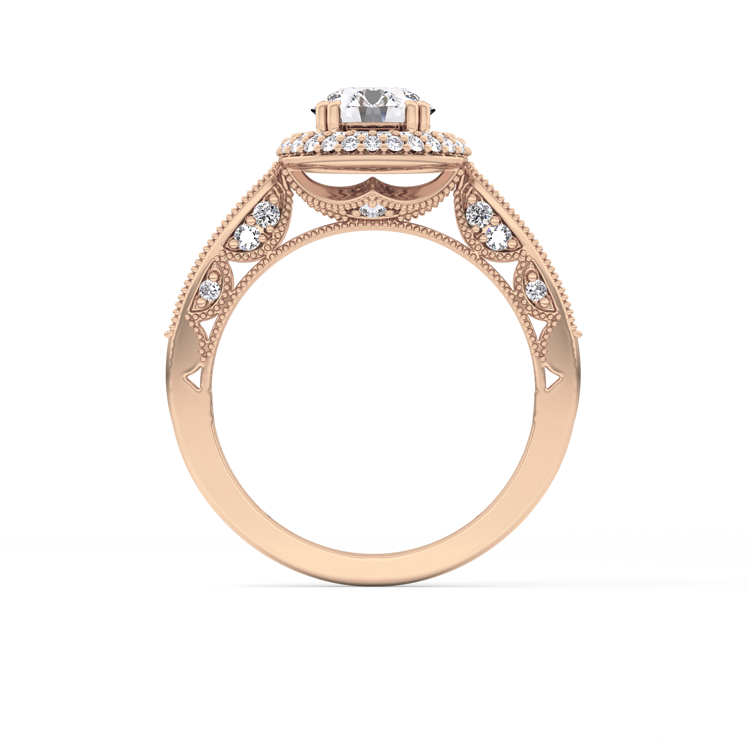 Round Halo & Pave Lab Grown Diamond Engagement Ring