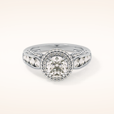 1.05 CT Round Shaped Double Halo & Pave Moissanite Engagement Ring
