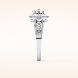 1.05 CT Round Shaped Double Halo & Pave Moissanite Engagement Ring