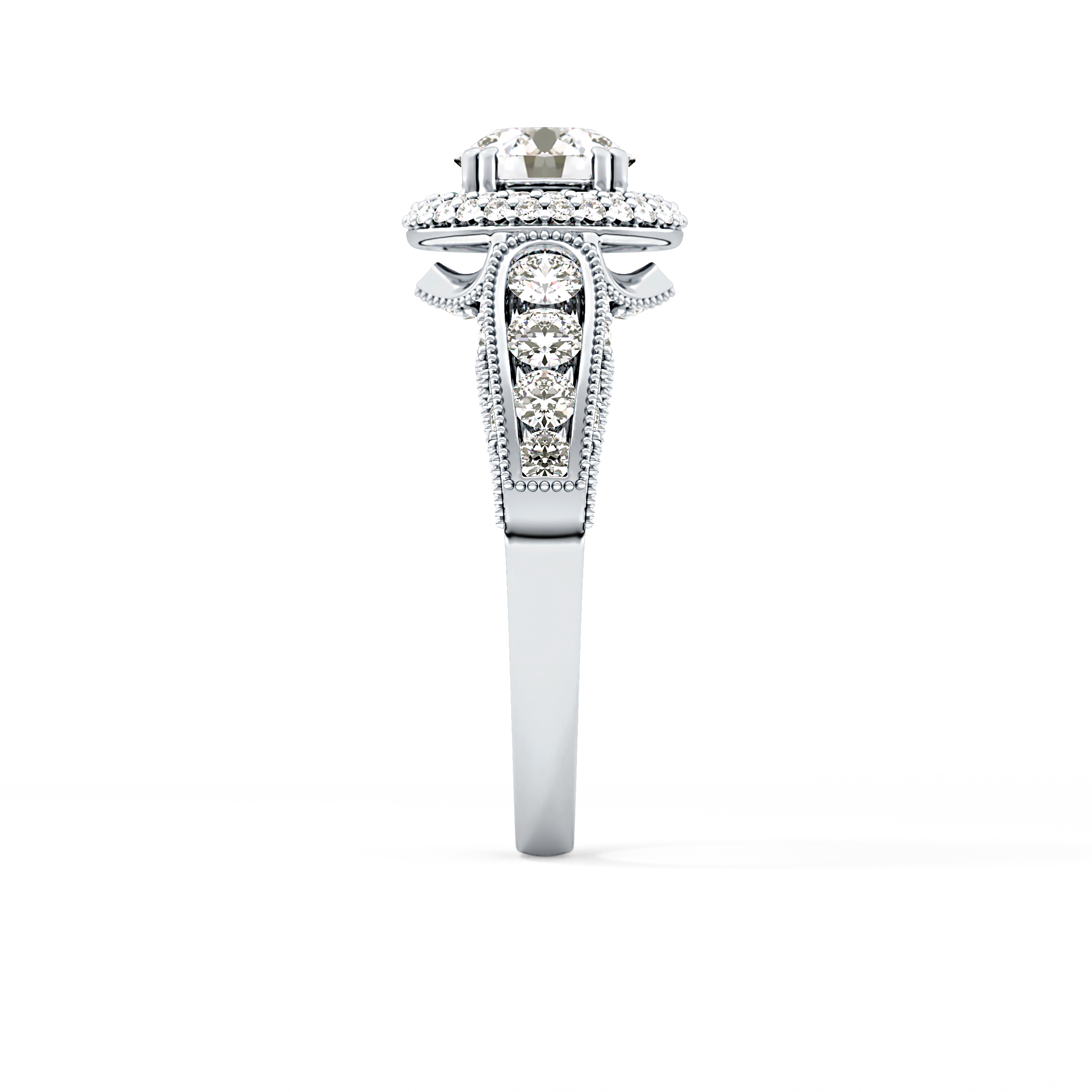 Round Halo & Pave Lab Grown Diamond Engagement Ring