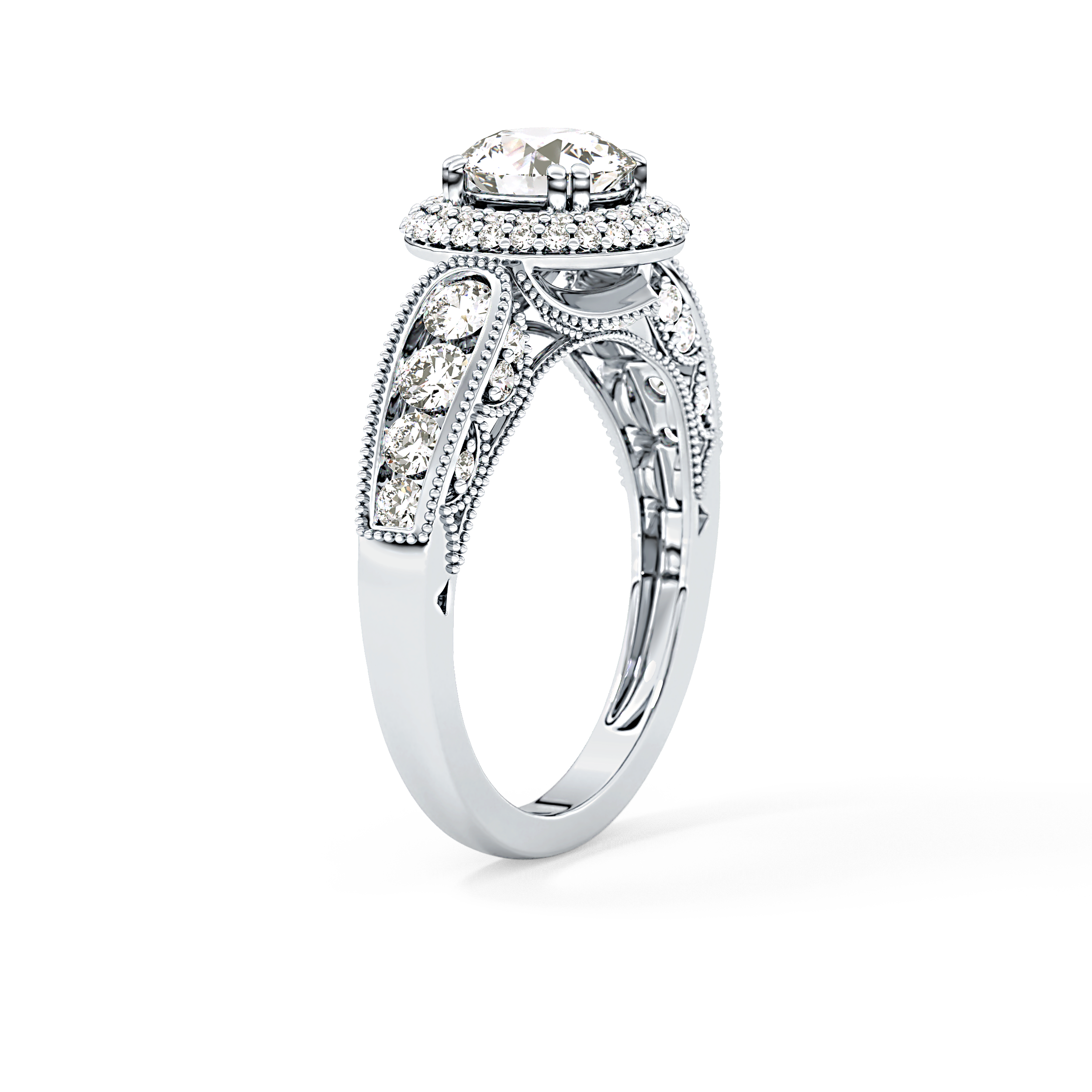 Round Halo & Pave Lab Grown Diamond Engagement Ring