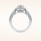 1.05 CT Round Shaped Double Halo & Pave Moissanite Engagement Ring