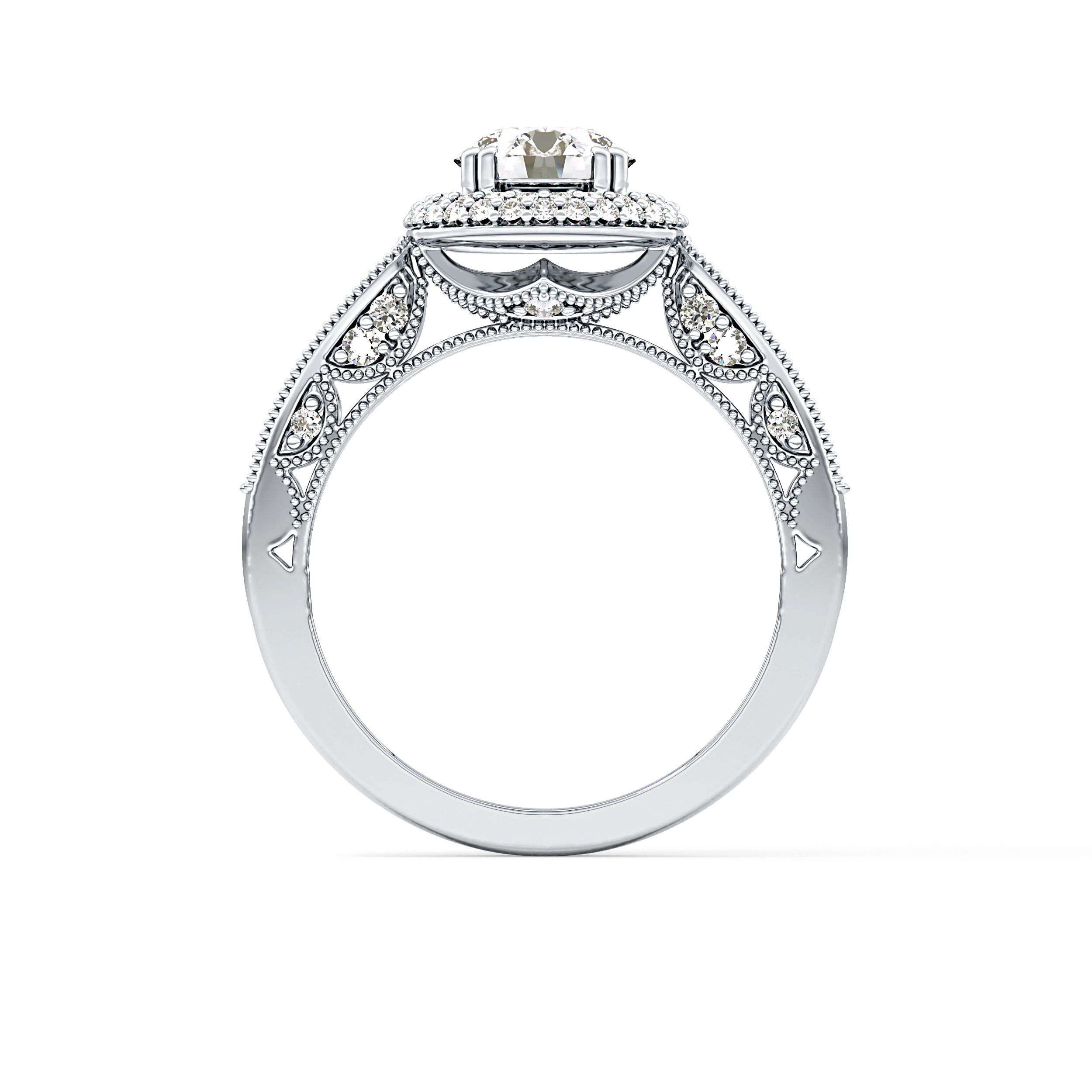 Round Halo & Pave Lab Grown Diamond Engagement Ring