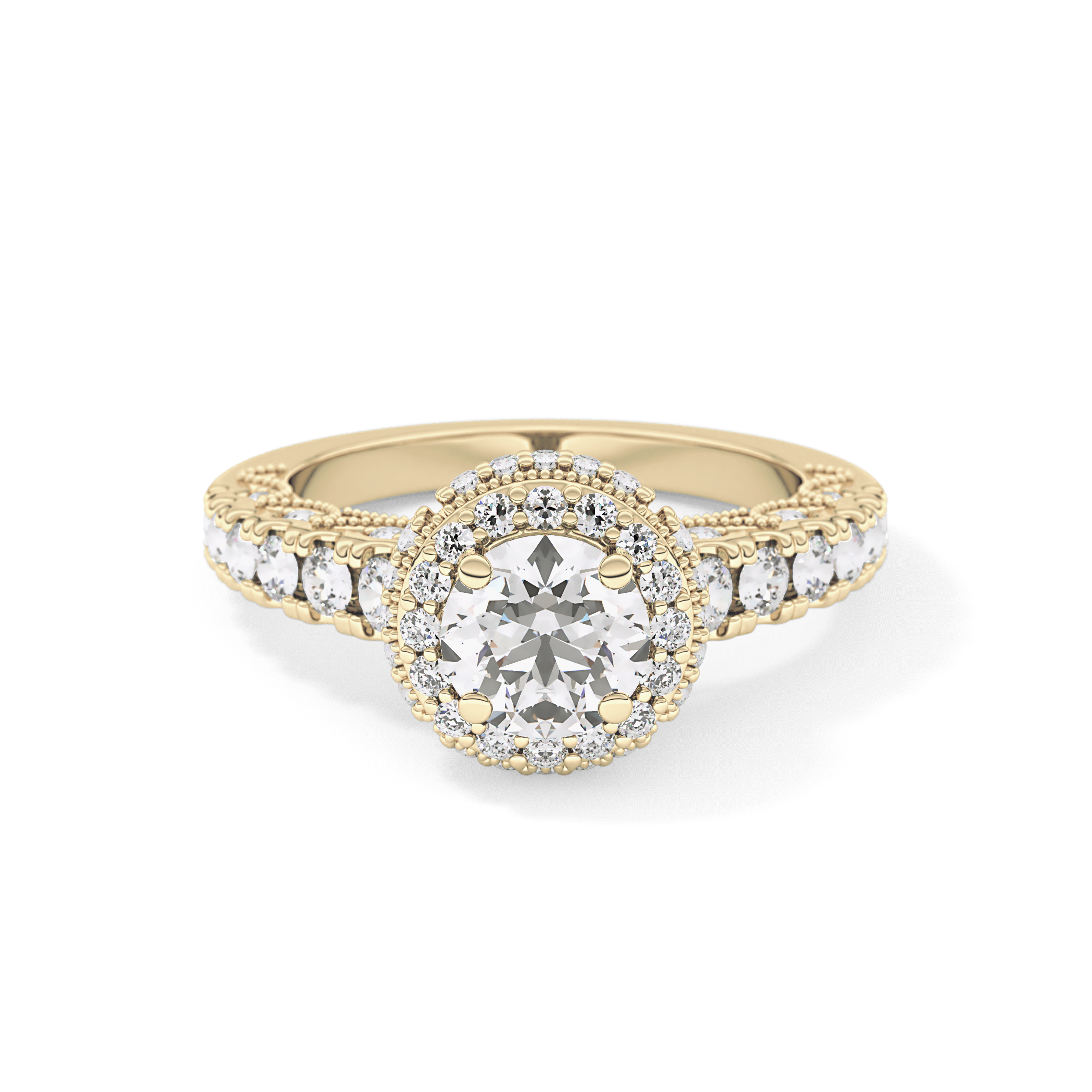 Round Halo & Pave Lab Grown Diamond Engagement Ring
