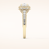 1.05 CT Round Shaped Halo & Pave Moissanite Engagement Ring