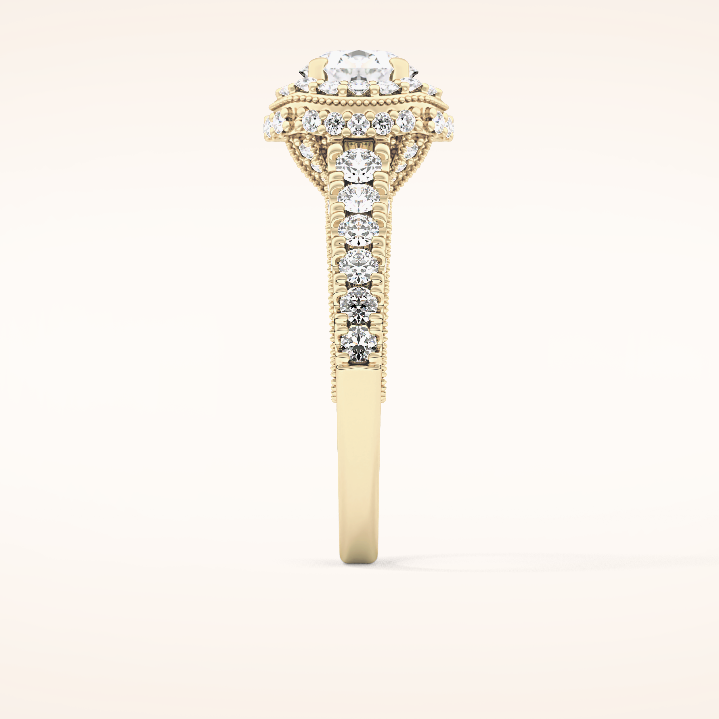 1.05 CT Round Shaped Halo & Pave Moissanite Engagement Ring
