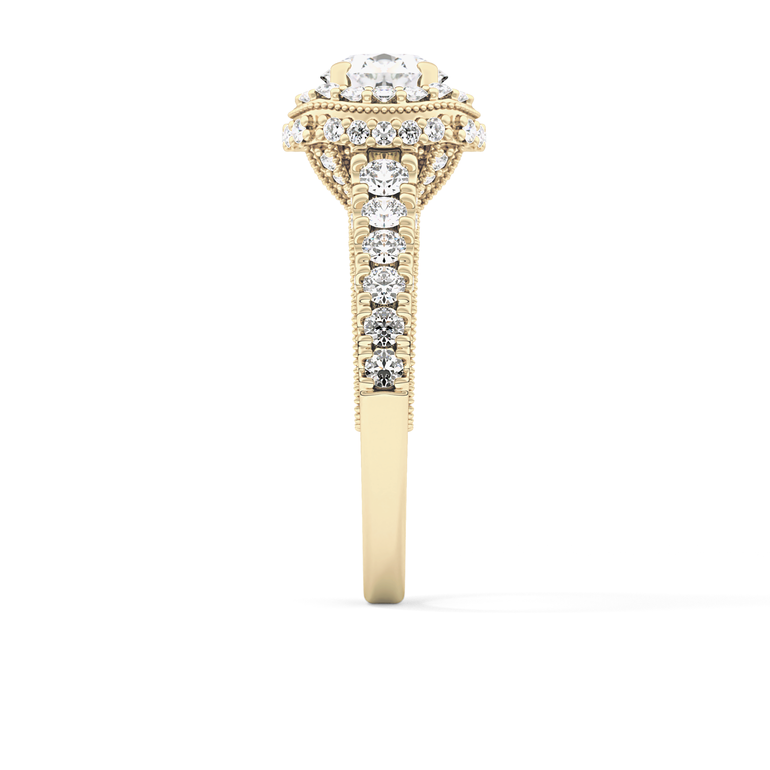 Round Halo & Pave Lab Grown Diamond Engagement Ring